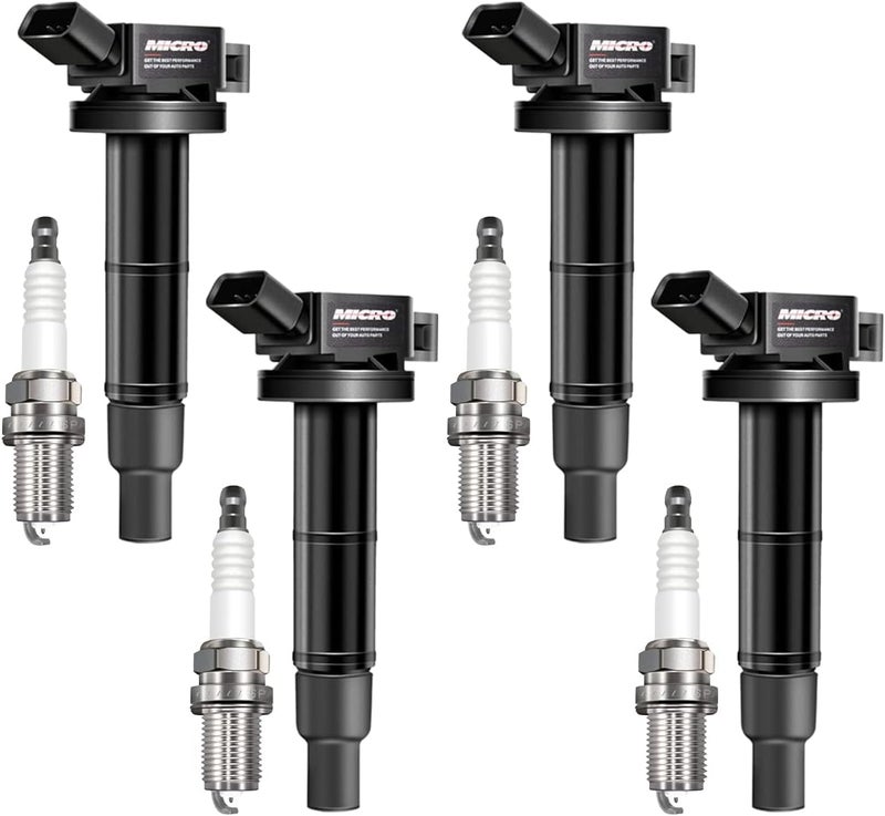 Micro Set of 4 Ignition Coil UF333 & Iridium Spark Plug 7092 for Toyota and Lexus Vehicles - Image 1
