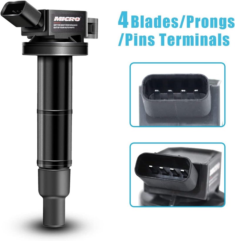 Micro Set of 4 Ignition Coil UF333 & Iridium Spark Plug 7092 for Toyota and Lexus Vehicles - Image 3