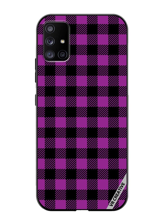 VR CREATIVE Protective Case Cover For Samsung Galaxy A51 5G Purple And Black Chequered Design Seamless Pattern Design Multicolour - Image 1