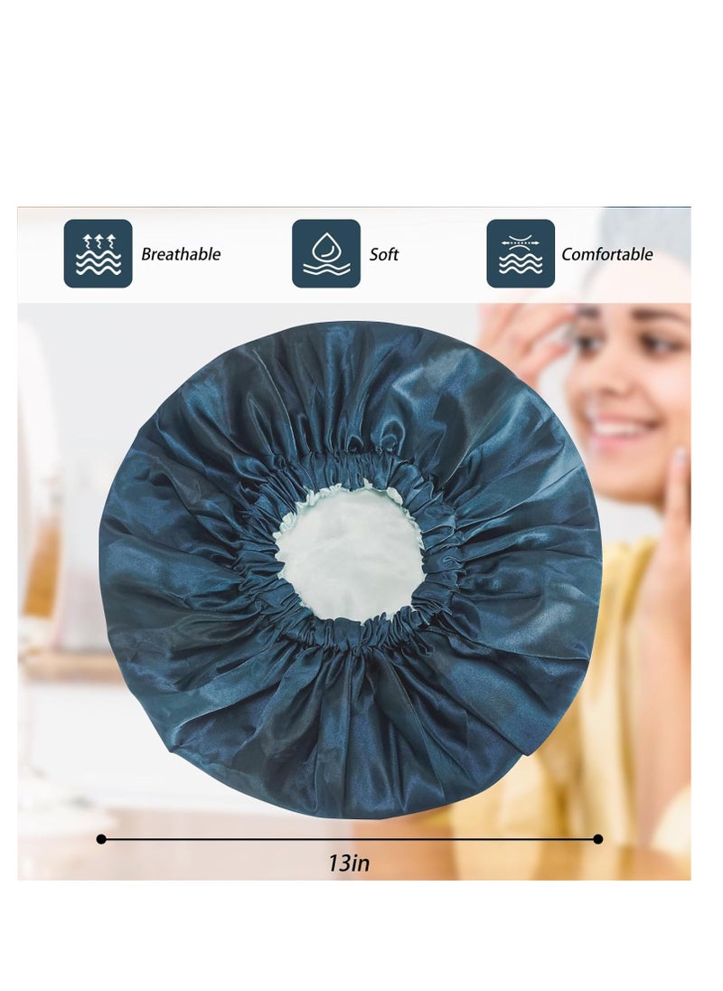 Edoneery - Satin Bonnet Silk Bonnet Hair Bonnet for Sleeping-Slouchy Beanie Hat Satin Sleep Cap for Women's Natural & Curly Hair(Blue Zircon) - Image 1
