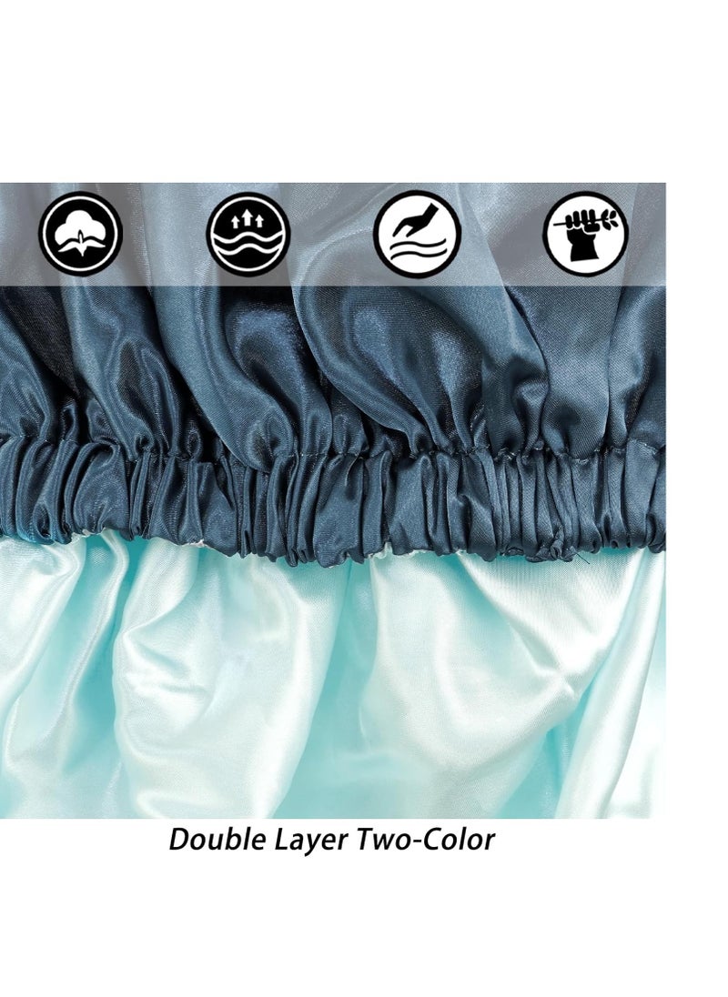 Edoneery - Satin Bonnet Silk Bonnet Hair Bonnet for Sleeping-Slouchy Beanie Hat Satin Sleep Cap for Women's Natural & Curly Hair(Blue Zircon) - Image 1