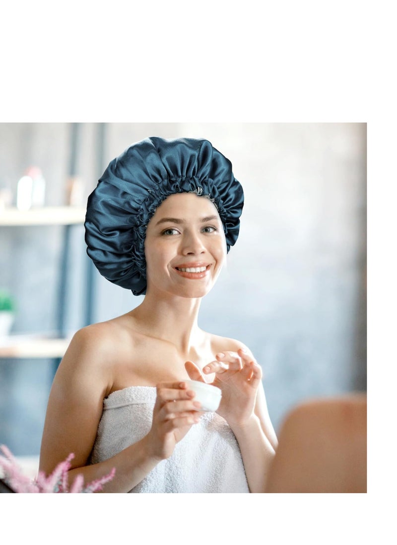 Edoneery - Satin Bonnet Silk Bonnet Hair Bonnet for Sleeping-Slouchy Beanie Hat Satin Sleep Cap for Women's Natural & Curly Hair(Blue Zircon) - Image 1