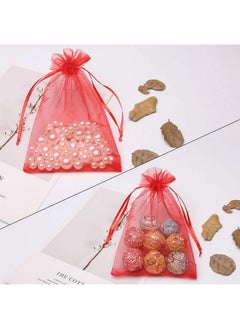 Akstore 100Pcs 4X6Inch (10X15Cm) Drawstring Organza Jewelry Favor Pouches Wedding Party Festival Gift Bags Candy Bags (Red)  - Image 5