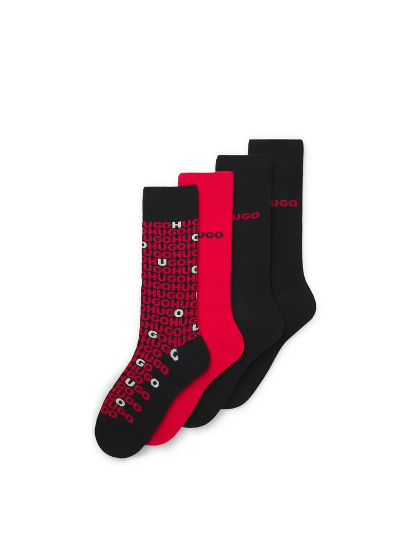 HUGO Four-pack of regular-length socks with logo details