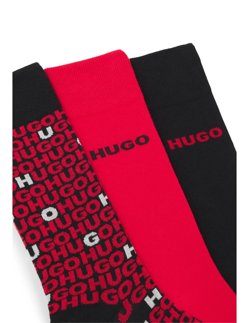 HUGO Four-pack of regular-length socks with logo details