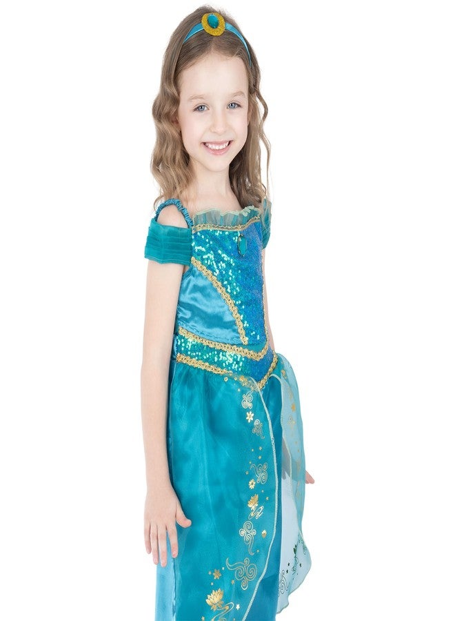 Wizland Jasmine Costume for Girls Princess Dress，Arabian Princess Costume for Cirthday Carnival Halloween 5-6 - Image 2