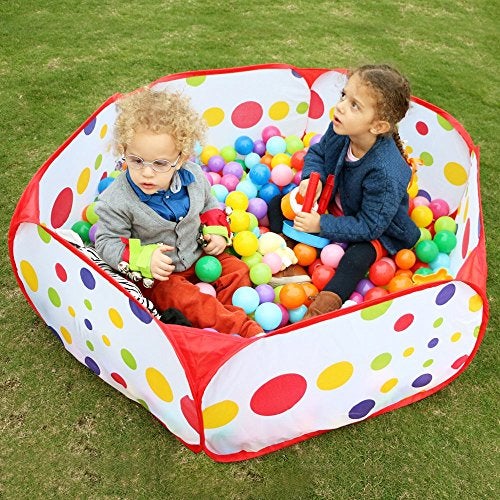 EocuSun Kids Ball Pit Large Pop Up Toddler Ball Pits Tent for Toddlers Girls Boys for Indoor Outdoor Baby Playpen w/Zipper Storage Bag, Balls Not Included (ARed) - Image 2