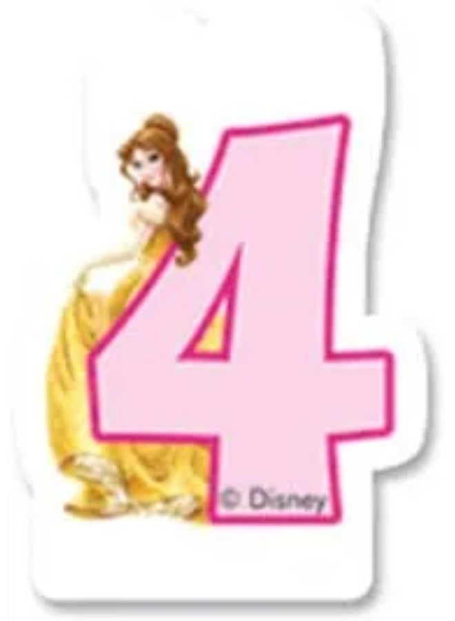 Ciao Disney Princess Number 4 Birthday Candle – Belle Themed Cake Candle for Fourth Birthday Parties, Princess Celebrations and Kids Cake Decorations - Image 1