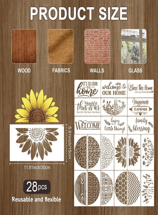 Keluna Welcome Home Stencils for Painting - 28 Pcs Reusable Welcome Letter Stencils for Crafts, Half Round Texture Template, Flower Paint Stencil for Painting on Wood Sign Wall Decor - Image 5