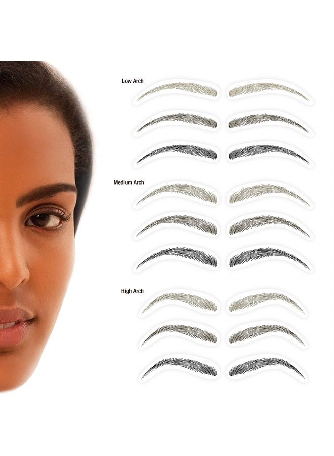 Godefroy MyBrows Long Lasting Eyebrow Transfers, Low Arch, Medium Brown, 48-Pairs of Brows (96 Individual transfers) - Image 1