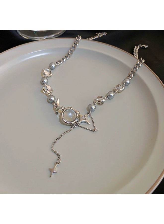 Goolsky Moonlight Cubic Zirconia Tassel Necklace, Trendy Hip-Hop Layered Chain - Image 5