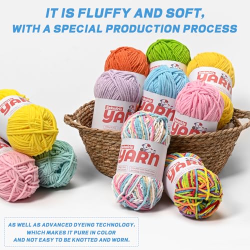 Sekafris Plush Chunky Chenille Yarn for Crocheting Amigurumi, Soft Fluffy Velvet Yarn for Crocheting, Fuzzy Baby Blanket Knitting 100g/131yds Bulky（Orange） - Image 3