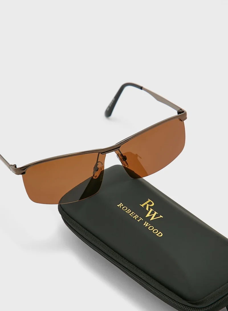 Robert Wood Polarized  Rectangular Lens Sunglasses