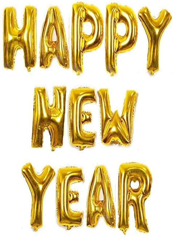 Generic - 16 Inch Gold Alphabet Letters Balloons HAPPY NEW YEAR Party Decoration Aluminum Foil Membrane Ballon - Image 1