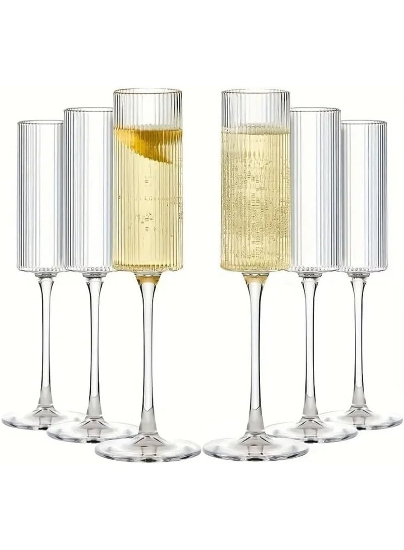 كوب عمودي مضلع - كوب شفاف عصري للاحتفالا وحفلات الزفاف والمناسبات الخاصة - 6 قطع - Image 1