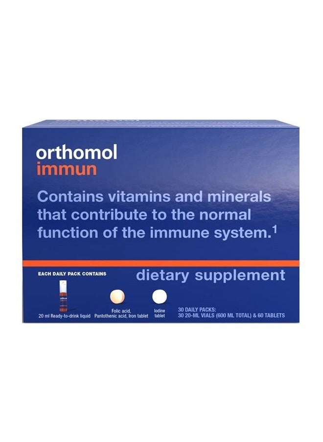 Orthomol قارورة إيمون، مكمل غذائي لدعم المناعة، كبسولة تكفي لمدة 30 يومًا، فيتامينات أ، ب، ج، د، هـ، زنك، يود  - Image 1