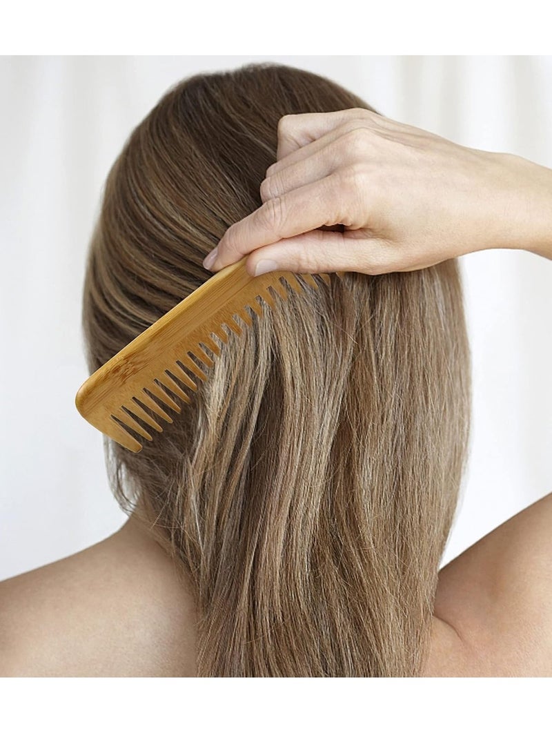 كيلا طقم فرشاة شعر، فرشاة شعر من الخيزران الطبيعي لفك تشابك الشعر، مشط عريض الأسنان والذيل، مناسب للنساء والرجال والأطفال ذوي الشعر الكثيف/الرفيع/المجعد/الجاف، طقم هدايا - Image 4