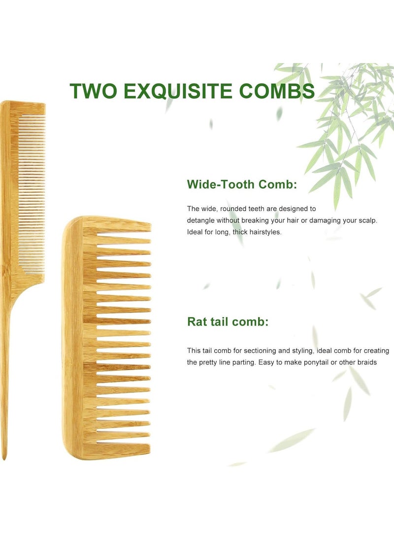 كيلا طقم فرشاة شعر، فرشاة شعر من الخيزران الطبيعي لفك تشابك الشعر، مشط عريض الأسنان والذيل، مناسب للنساء والرجال والأطفال ذوي الشعر الكثيف/الرفيع/المجعد/الجاف، طقم هدايا - Image 5