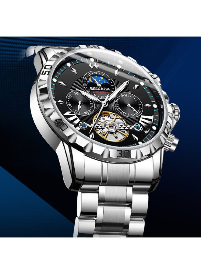 Binkada Official Mechanical Watch For Men, Fully Automatic Skeleton Tourbillon Luminous Waterproof Men's Watch, New Year Gift - Image 5