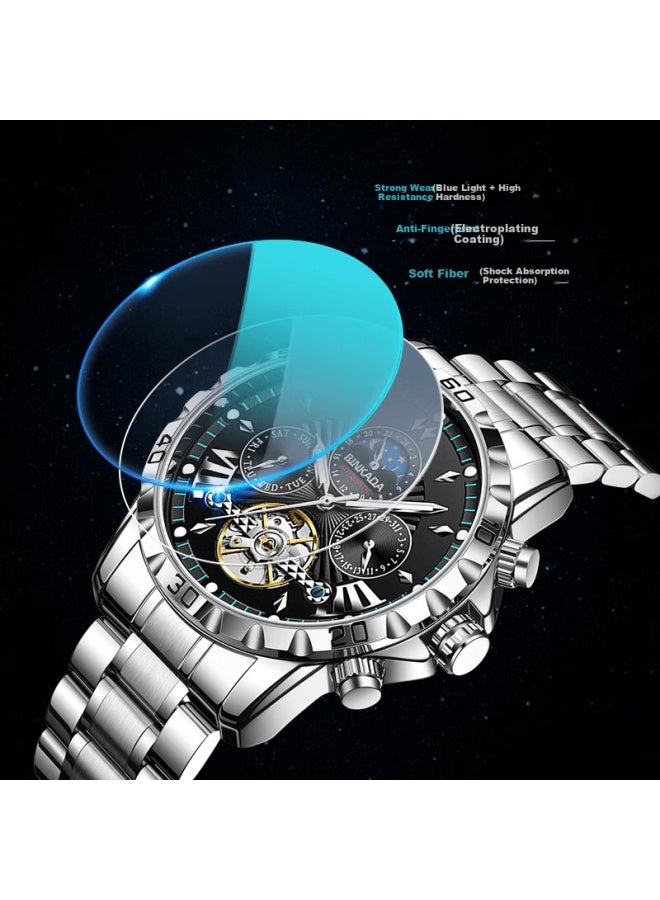 Binkada Official Mechanical Watch For Men, Fully Automatic Skeleton Tourbillon Luminous Waterproof Men's Watch, New Year Gift - Image 3