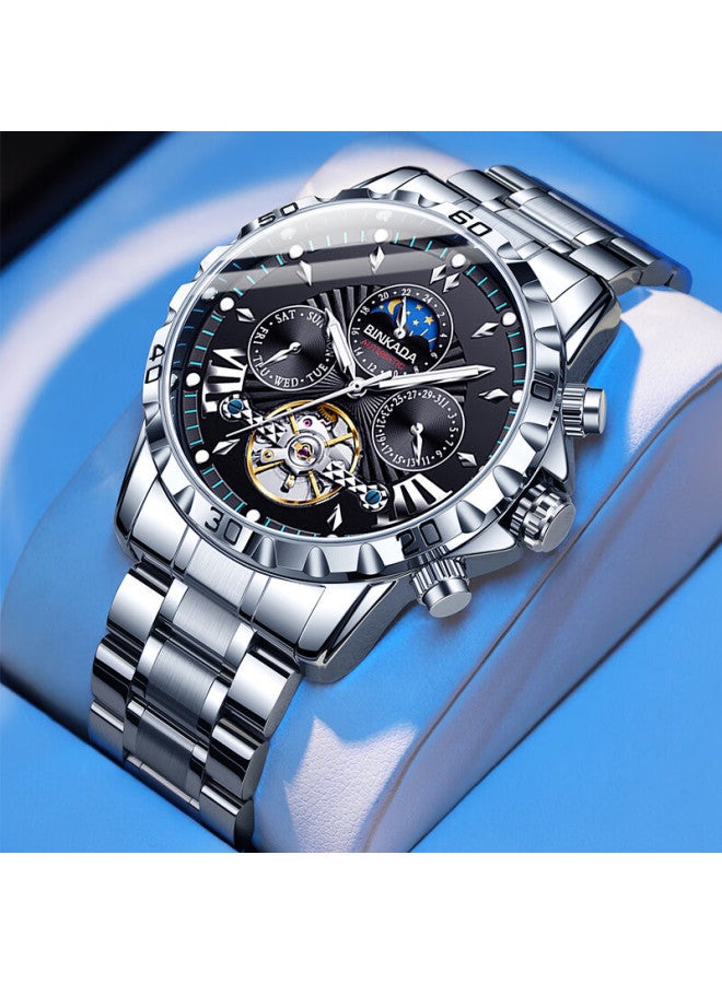 Binkada Official Mechanical Watch For Men, Fully Automatic Skeleton Tourbillon Luminous Waterproof Men's Watch, New Year Gift - Image 1