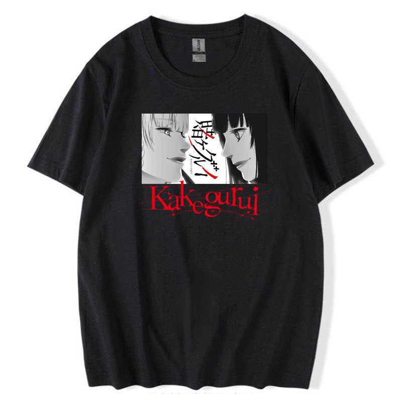 gambling abyss Kakegurui printed loose casual men's and women's short sleeve t-shirt a generation of hair - Image 1