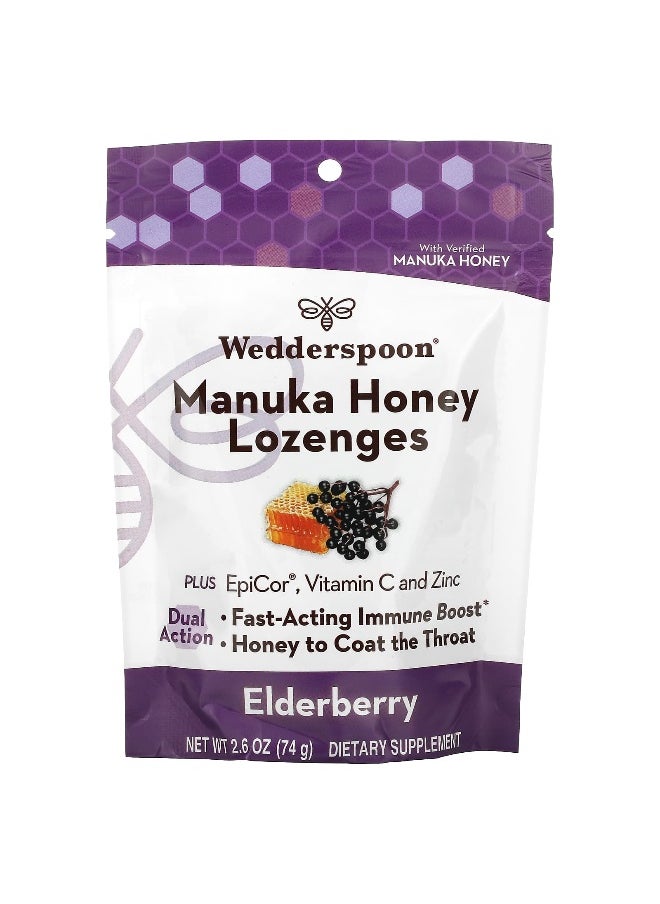 Wedderspoon Wedderspoon, Manuka Honey Lozenges, Elderberry, 2.6 oz (74 g)  - Image 1