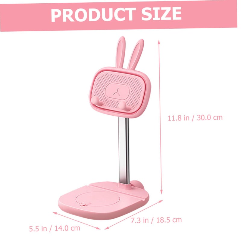Adjustable Foldable Phone Stand With Built In Mirror Detachable Holder Pink - Image 3