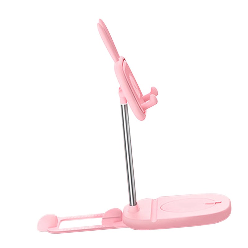Adjustable Foldable Phone Stand With Built In Mirror Detachable Holder Pink - Image 2