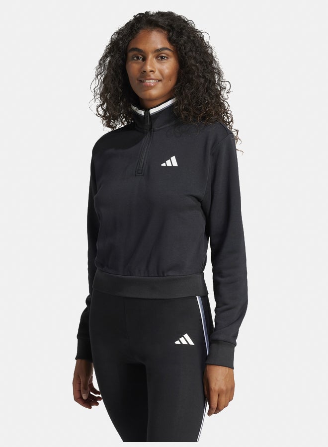 Adidas Essentials Color Pop French Terry Crop Quarter-Zip Track Jacket  - Image 1