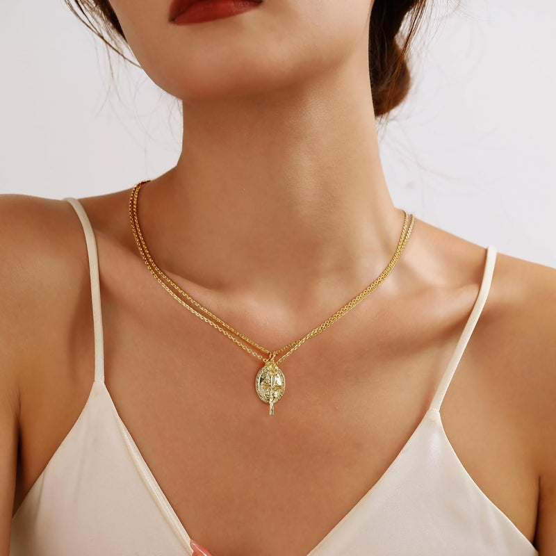AllenCOCO Gold Cross Necklaces for Women, Crucifix Necklaces, Dainty Virgin Mary Necklace, Virgen de Guadalupe, Layered Pendants Chain Non Tarnish - Image 2