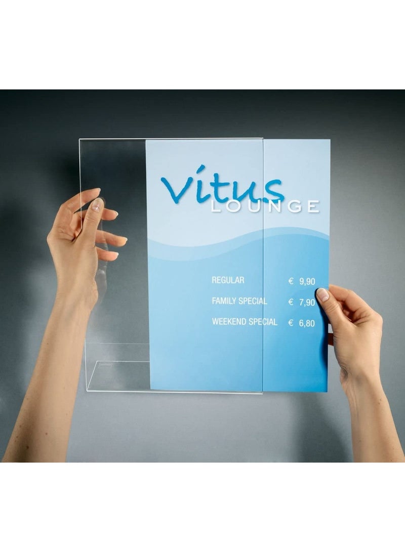 Sign Holder, slanted, for A6, single-sided presentation, acrylic, transparent, 10 pcs. - Image 2