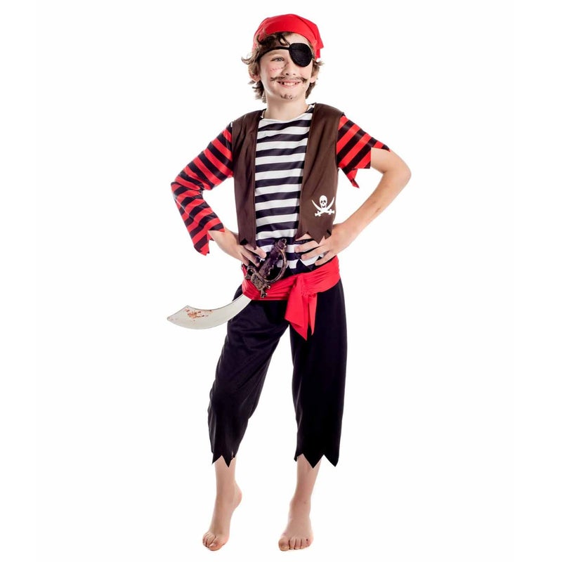 fun shack Boys Pirate Costume Kids Sea Captain First Mate Stripey Outfit Small
