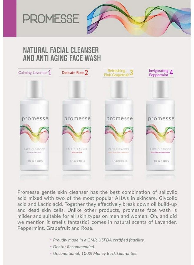 promesse Face Wash With Salicylic Acid Lactic Acid & Glycolic Acid. Face Wash Exfoliating Cleanser With Aha. Mild Microdermabrasion Facial Scrub Gel To Control Acne & Keratosis Pilaris. - Image 4