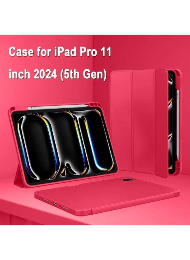 JAJEEK “iPad Air 11-inch 2024 Case – Slim Magnetic Protective Cover with Pencil Slot & USB-C Charging, Auto Wake/Sleep, Touch ID Friendly, Foldable Trifold Stand for Desk or Travel – Vibrant Red” - Image 3