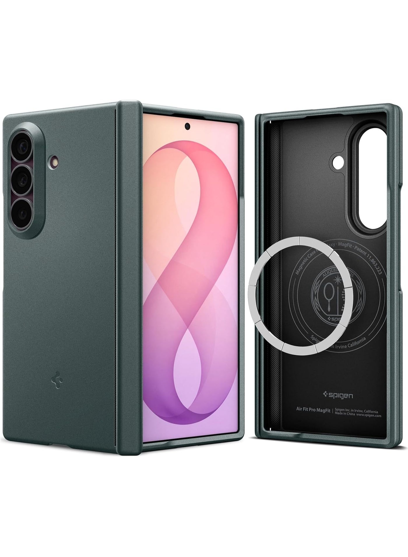 Spigen Air Fit Pro MagFit Samsung Galaxy Z Fold 8 ULTRA Case [MagSafe compatible] Qi2.2 Cover (2026) Slim with Hinge Protection - Abyss Green