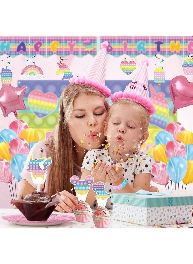 null - Pop Party Decorations, 68 Pcs Fidget Party Decorations, Fidget Birthday Party Supplies Includes Happy Birthday Banner, Hanging Swirls, Balloons, Backdrop, Cake Topper, Fidget Bracelet - Image 1