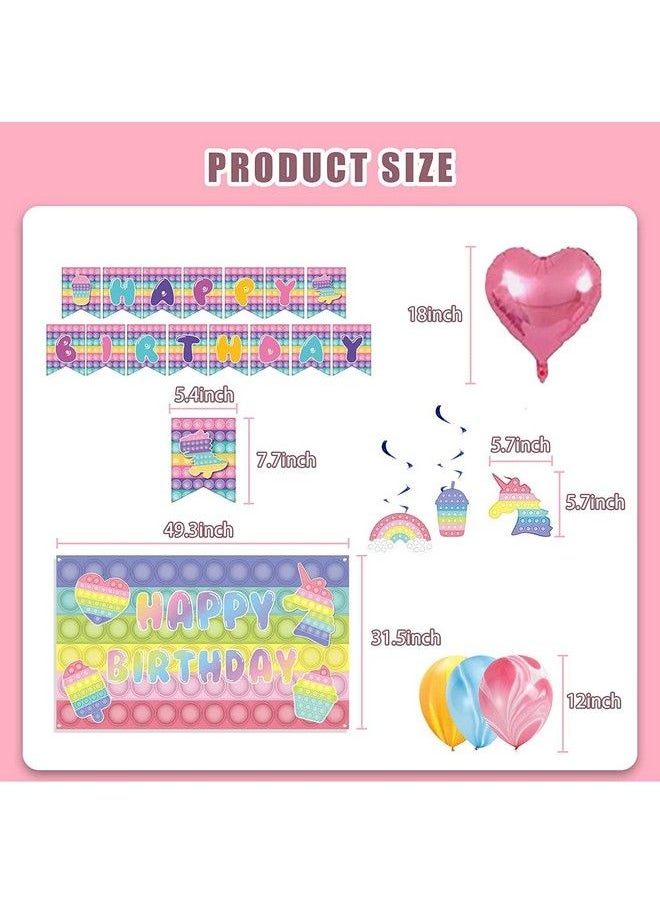 null - Pop Party Decorations, 68 Pcs Fidget Party Decorations, Fidget Birthday Party Supplies Includes Happy Birthday Banner, Hanging Swirls, Balloons, Backdrop, Cake Topper, Fidget Bracelet - Image 1