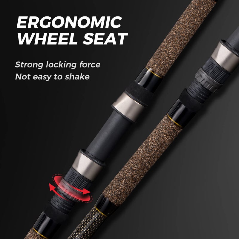 BERRYPRO عصا الصيد BERRYPRO من الكربون النقي لعشاق ركوب الأمواج (9'/10'/11'/12') (12'-دوارة-قطعتين) - Image 3