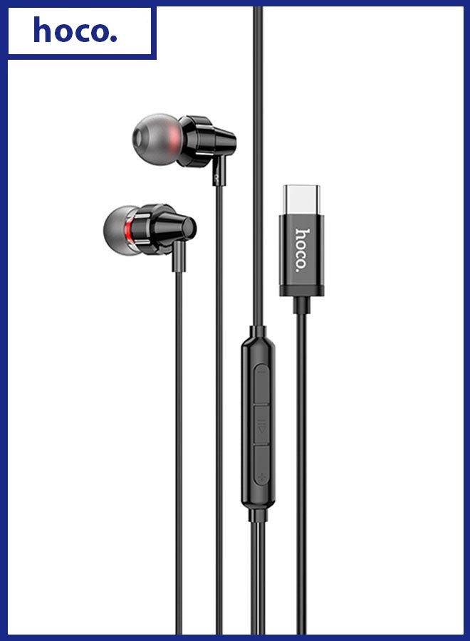 hoco. Wired earphones Type-C “M90 Delight” with mic(Black) - Image 1