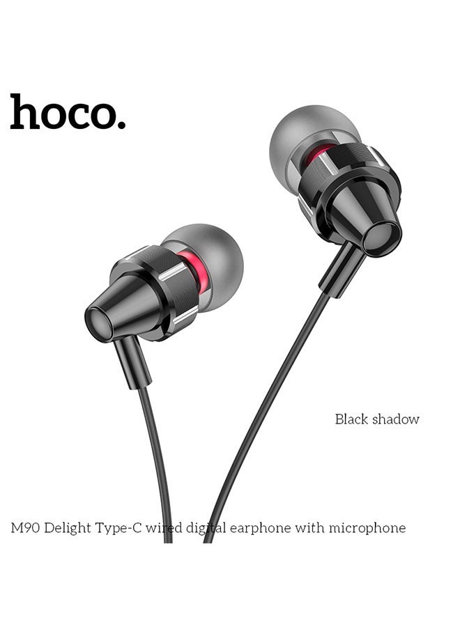 hoco. Wired earphones Type-C “M90 Delight” with mic(Black) - Image 2