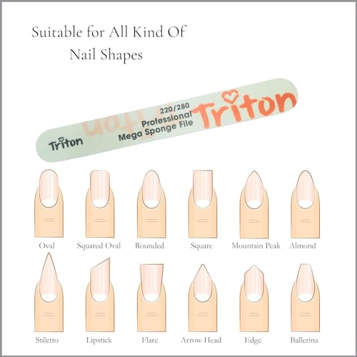 TRITON Professional 220/280 Double Sided Nail Filer/Emery Board/Buffer/Polisher, Reusable Sponge File Manicure Pedicure Tool for Home and Salon Use - Image 5
