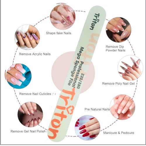 TRITON Professional 220/280 Double Sided Nail Filer/Emery Board/Buffer/Polisher, Reusable Sponge File Manicure Pedicure Tool for Home and Salon Use - Image 3