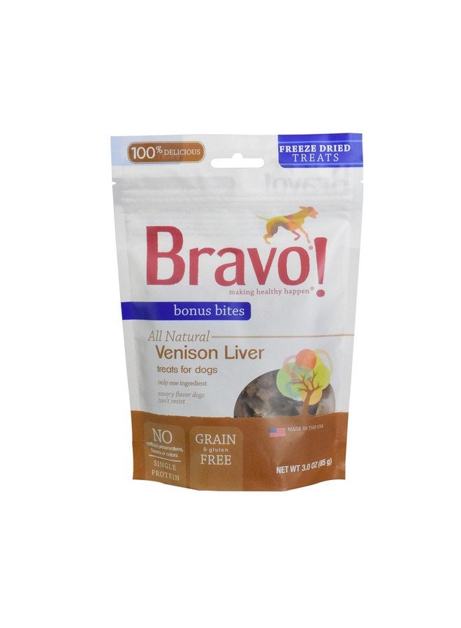 برافو مكافآت الكلاب من Bravo Bonus Bites - كبد الغزال المجفف بالتجميد - طبيعي بالكامل - خالٍ من الحبوب - 3 أونصة - Image 1