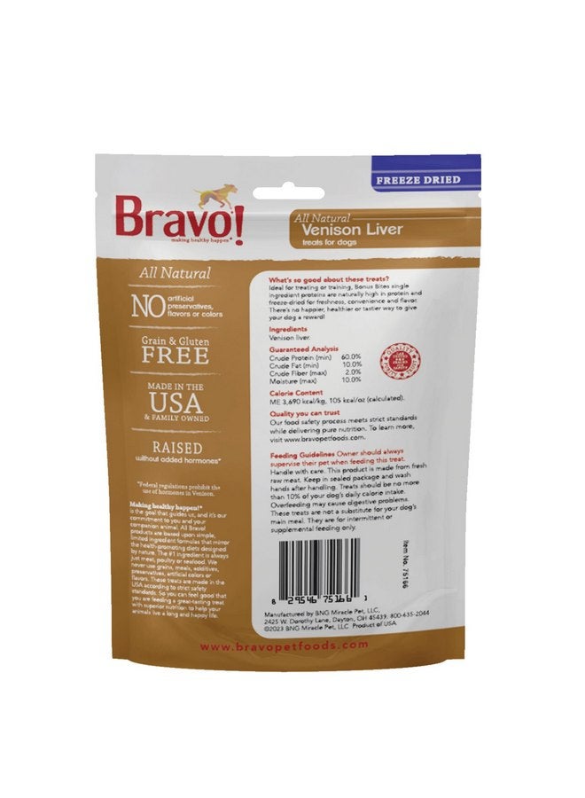برافو مكافآت الكلاب من Bravo Bonus Bites - كبد الغزال المجفف بالتجميد - طبيعي بالكامل - خالٍ من الحبوب - 3 أونصة - Image 2