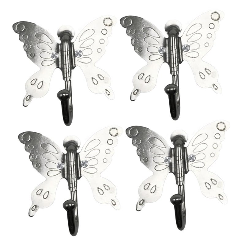 4Pcs Stainless Steel Wall Hooks Modern Coat Towel Hook For Bathroom Kitchen Bedroom - Image 2
