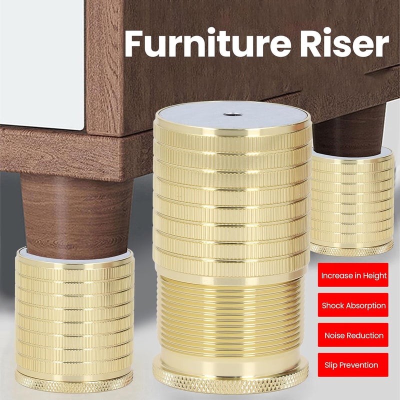 RiToEasysports Furniture Risers, Adjustable Height 1.69-2.95 Inches Aluminum Alloy Heavy Duty Bed Risers for Sofa Table Cabinet Living Room - Image 4