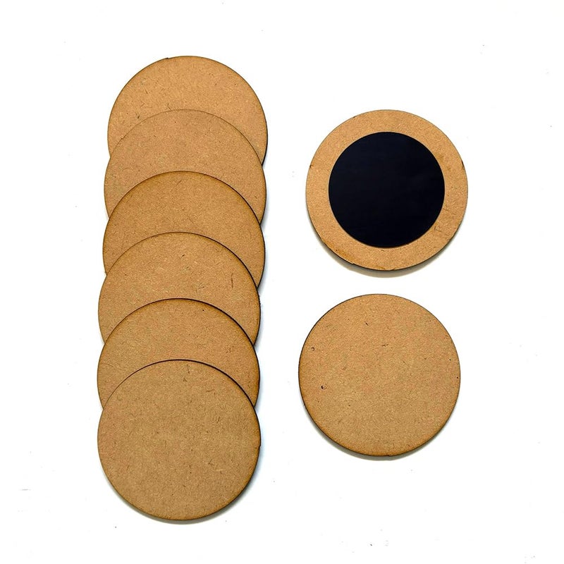 DEEP PRINT DIY MDF Wood Sheet Round with Rubber Magnet Plain MDF Fridge Magnet Blanks Cutouts Set of 10 with 3mm 3inch Diameter for Painting Wooden Craft Resin Art Work - Image 1