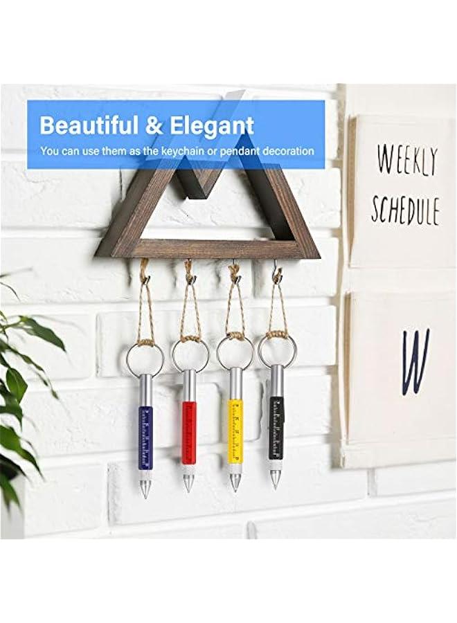 Arabest 4 Pieces 6 in 1 Multitool Tech Tool Pen Key Ring Screwdriver Pen with Ruler, Two-head Ballpoint Refills Metal Tool for Office Staff, Construction Workers, Red, Yellow, Blue, Black  - Image 4