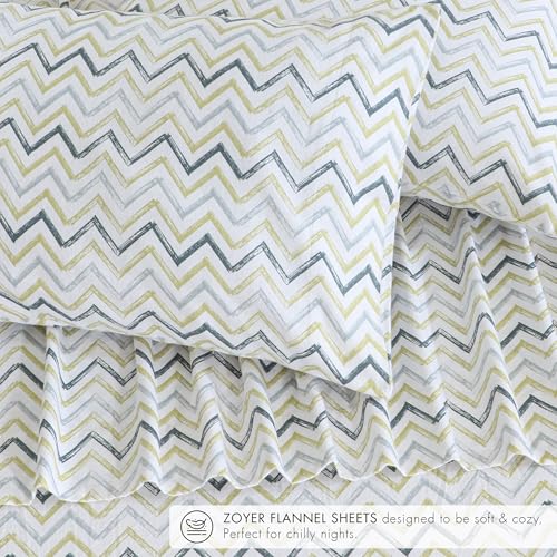 ZOYER Flannel Sheets King Size - 100% Cotton Double Brushed King Size Sheets Set - Deep Pockets 16 Inches Bed Sheets - All Seasons Breathable & Extra Soft - Warm & Cozy, 4 Piece, Zig & Zag - Image 4